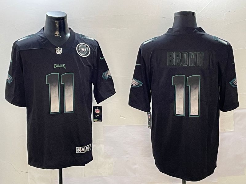 Men Philadelphia Eagles #11 Brown Black Nike Smoke Fashion 2024 Limited NFL Jersey style 2